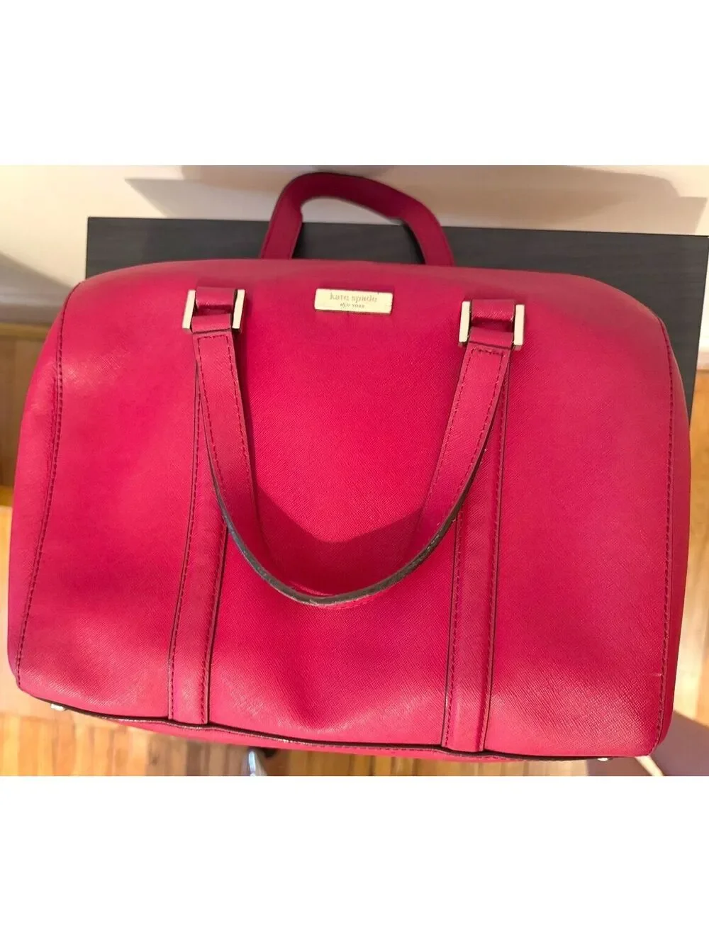 Kate Spade New York Bright Red Saffiano Leather Duffle Satchel